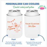 Martini Girl Custom Birthday Can Cooler Sleeves | Regular & Slim Fit
