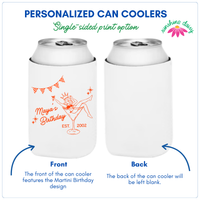 Martini Girl Custom Birthday Can Cooler Sleeves | Regular & Slim Fit