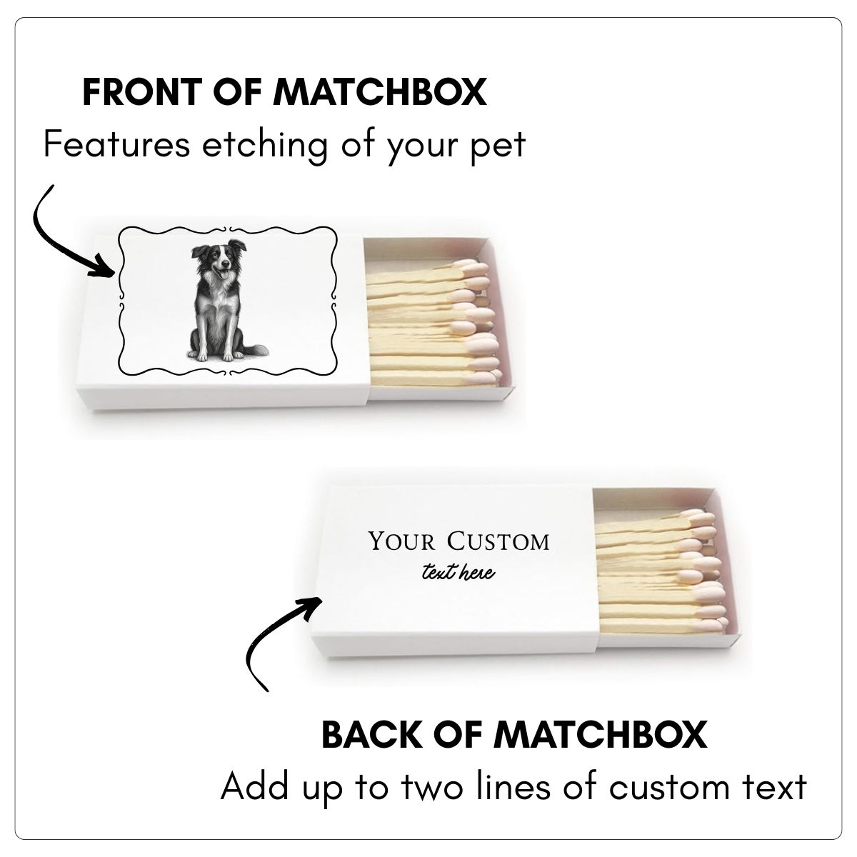 Personalized Pet Matchbox Labels With Matches for Pet Owners