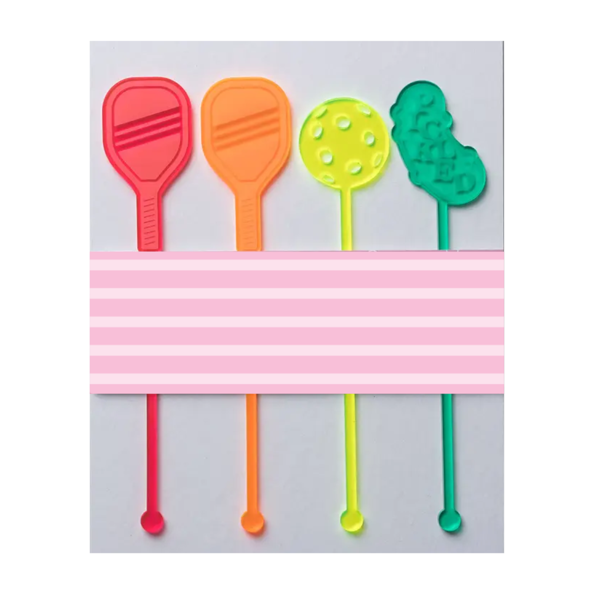 Pickleball Acrylic Drink Stirrers, Set of 4