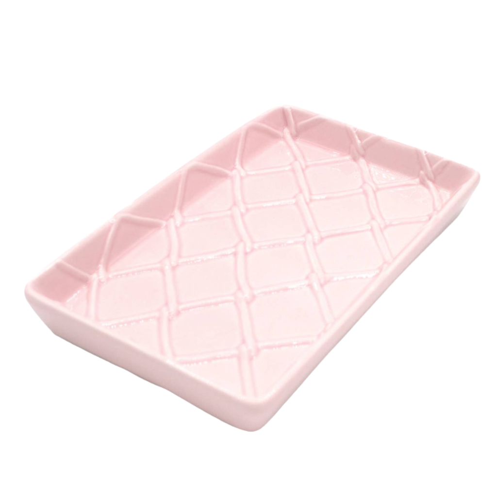 Pink Textured Ceramic Guest Towel Tray