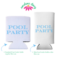 Pool Party Foam Can Cooler Sleeves, Regular & Slim Fit