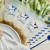 Pregnant & Poolside-themed baby shower cups party favors with blue text and a bikini graphic.