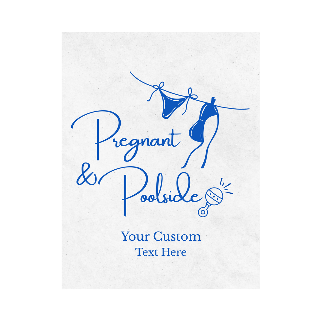 Pregnant & Poolside Wine Label, Available in 4 Sizes