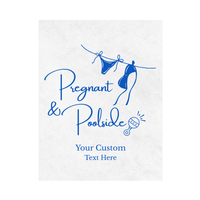 Pregnant & Poolside Wine Label, Available in 4 Sizes