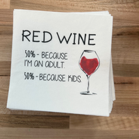 Red Wine Because I'm An Adult Cocktail Paper Beverage Napkins