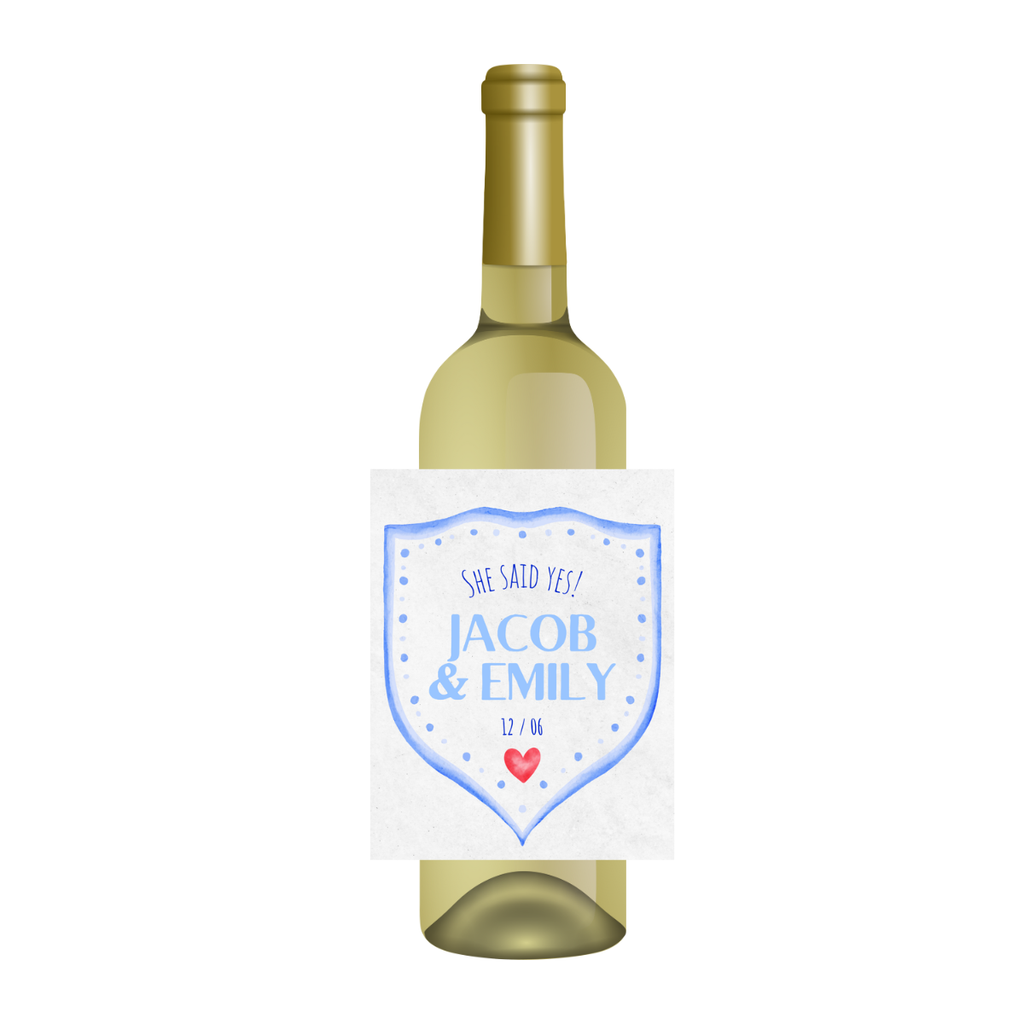 Custom Wedding or Engagement Wine Label | Personalized "She Said Yes" or "Forever" Wine Label