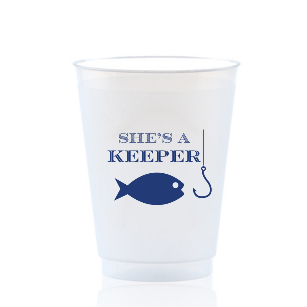 "She's A Keeper" Cocktail Frosted Drinking Cups, 16oz