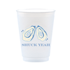 Frost flex clear cup with oyster design and 'SHUCK YEAH' text on a white background