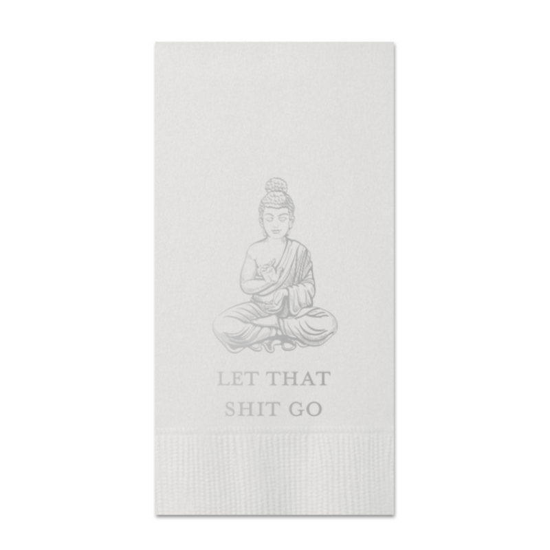 Let That Shit Go Silver Buddha Paper Guest Towels, Pack of 30 | Fun Guest Bathroom Décor