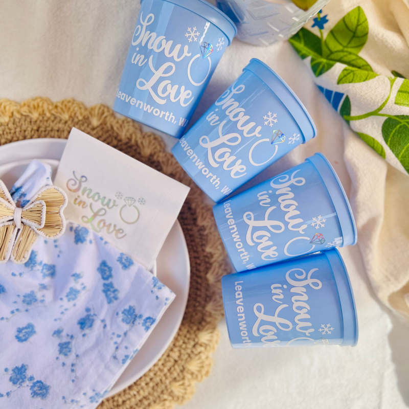 Snow In Love Customizable 16oz Stadium Cup | Snow In Love Engagement | Snow In Love Bachelorette