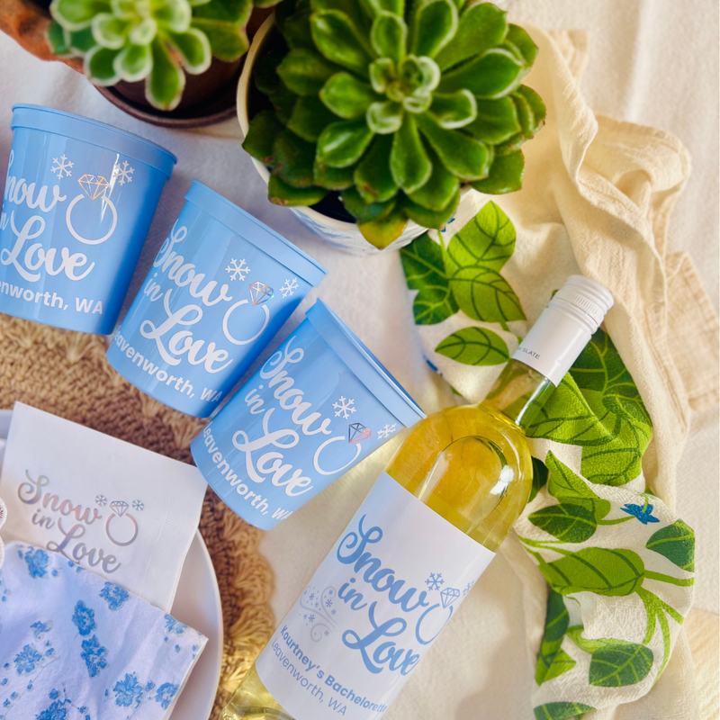 Snow In Love Personalized Wine Label