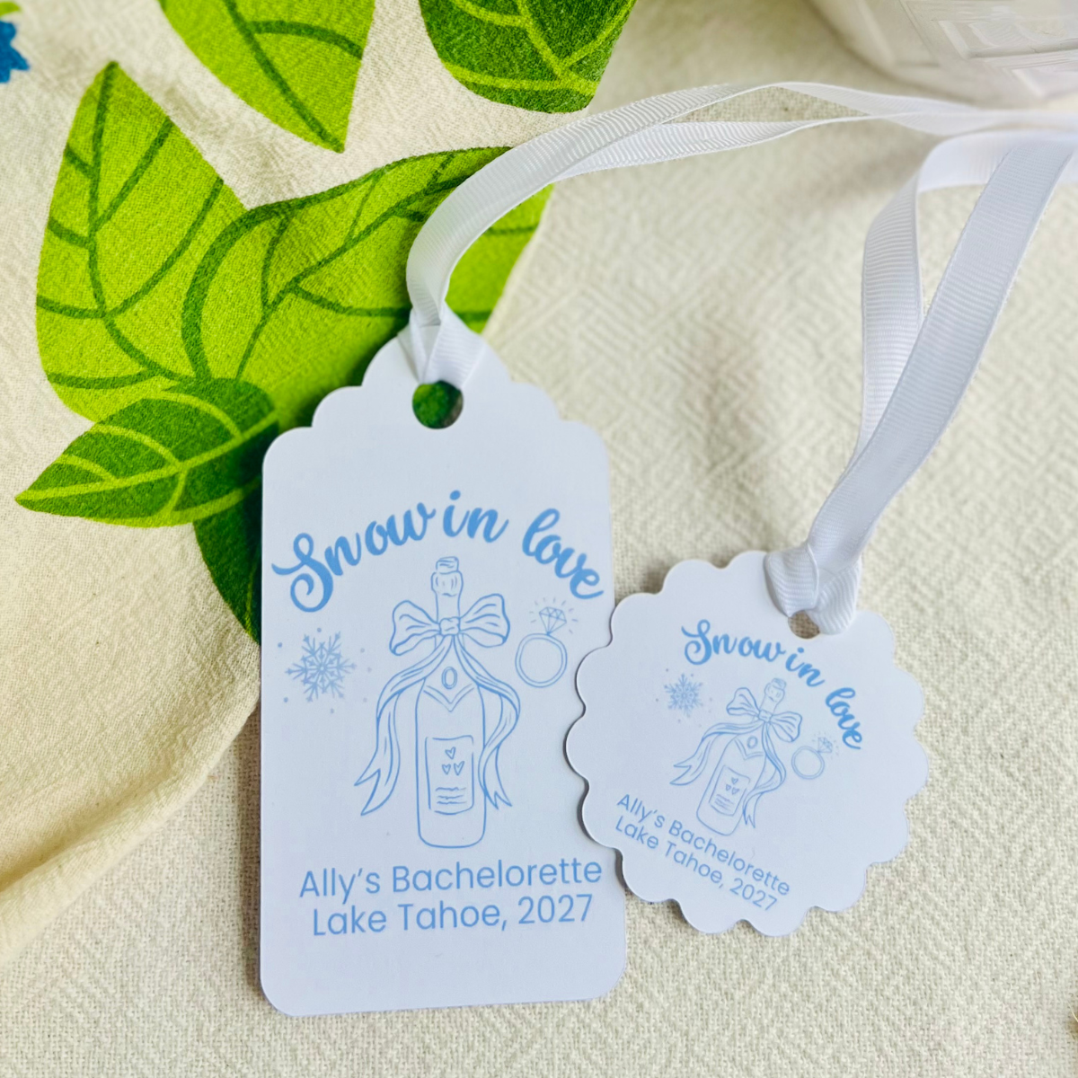 Snow In Love Personalized Gift Tags | Winter Wedding, Bachelorette, and Bridal Shower Tags