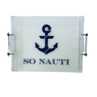 So Nauti Acrylic Serving Tray With Handles, 14" x 18"