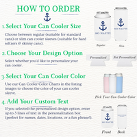 Instructions on how to order can coolers with design and color options displayed.