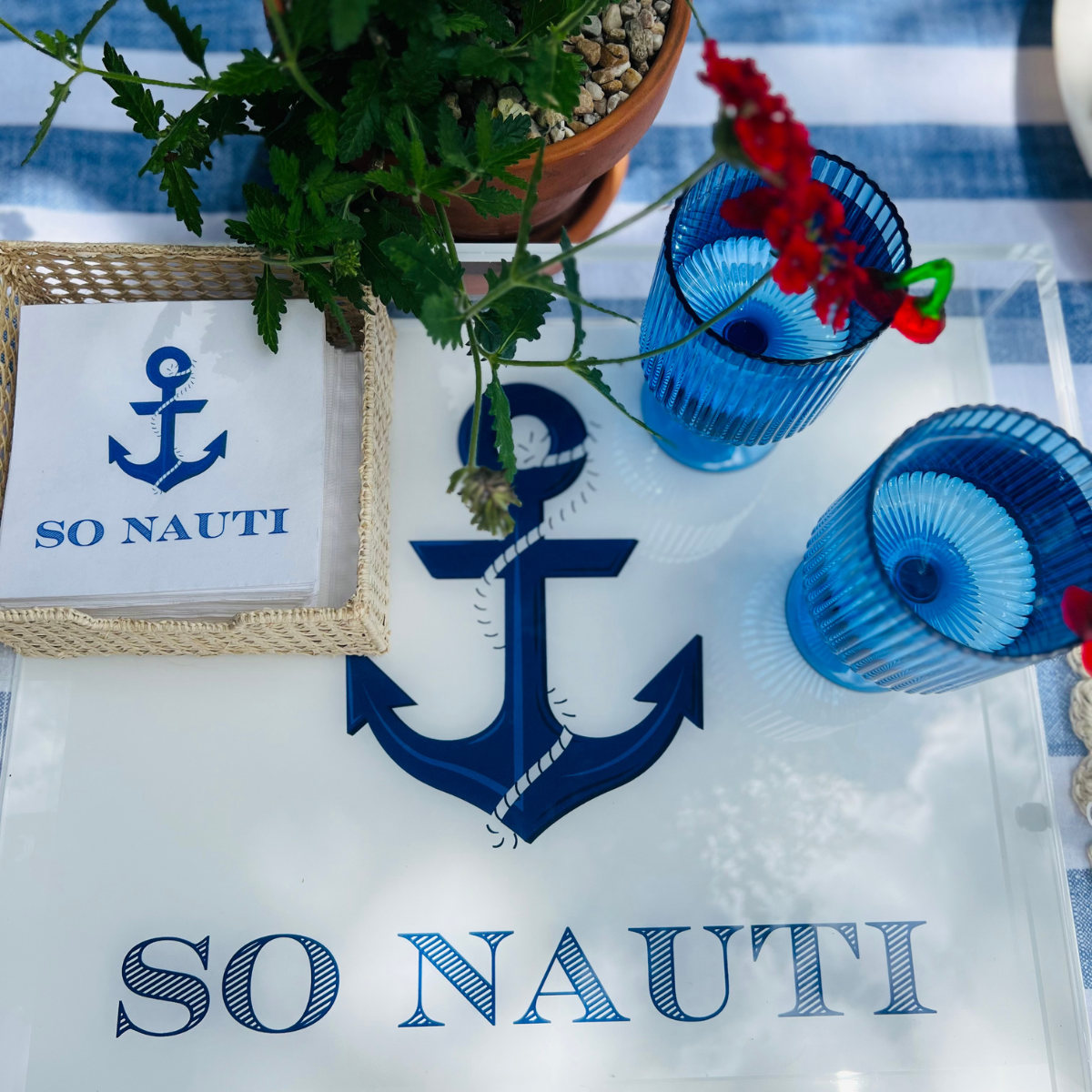 So Nauti Acrylic Serving Tray With Handles, 14" x 18"