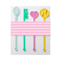 Tennis Love Acrylic Drink Stirrers, Set of 4