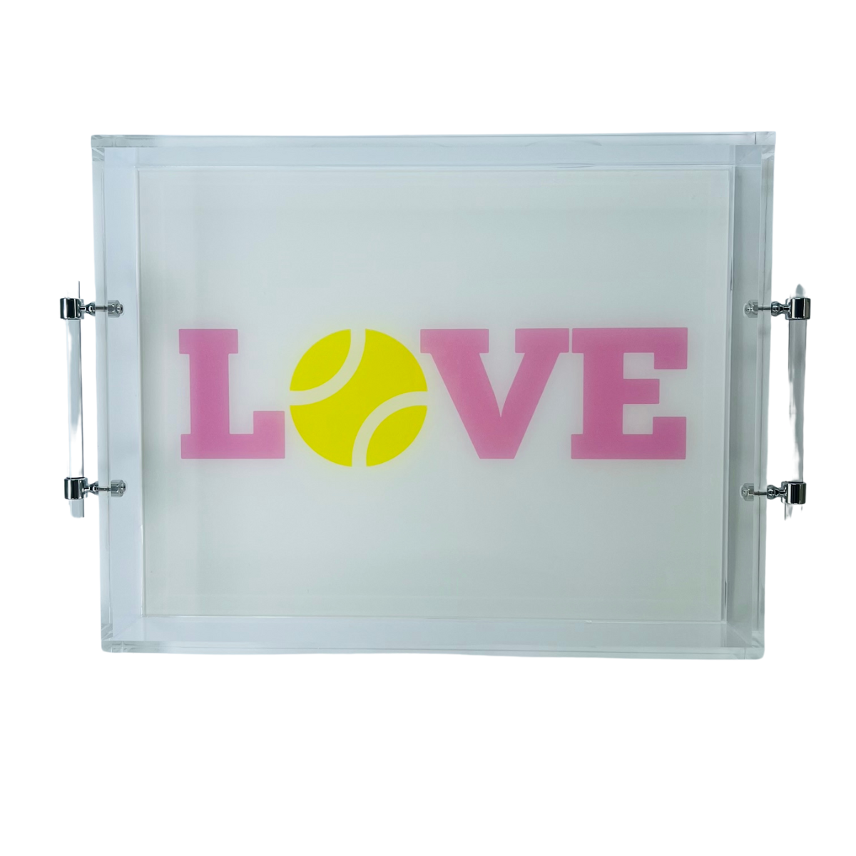 Tennis Love Acrylic Serving Tray With Handles, 14" x 18"