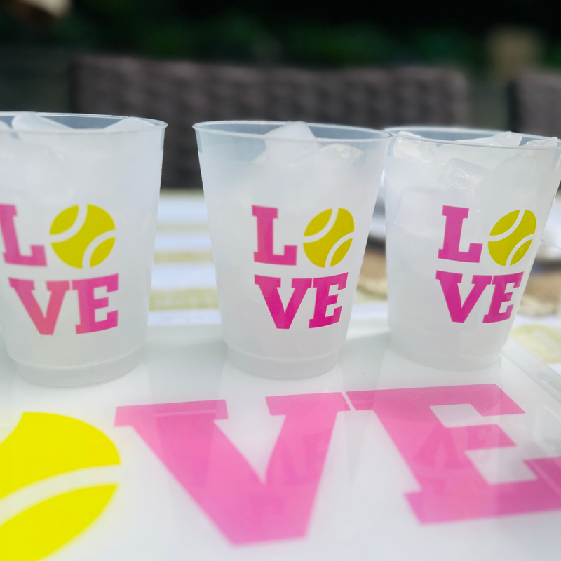 Tennis Love Frosted Drinking Cups, 16oz