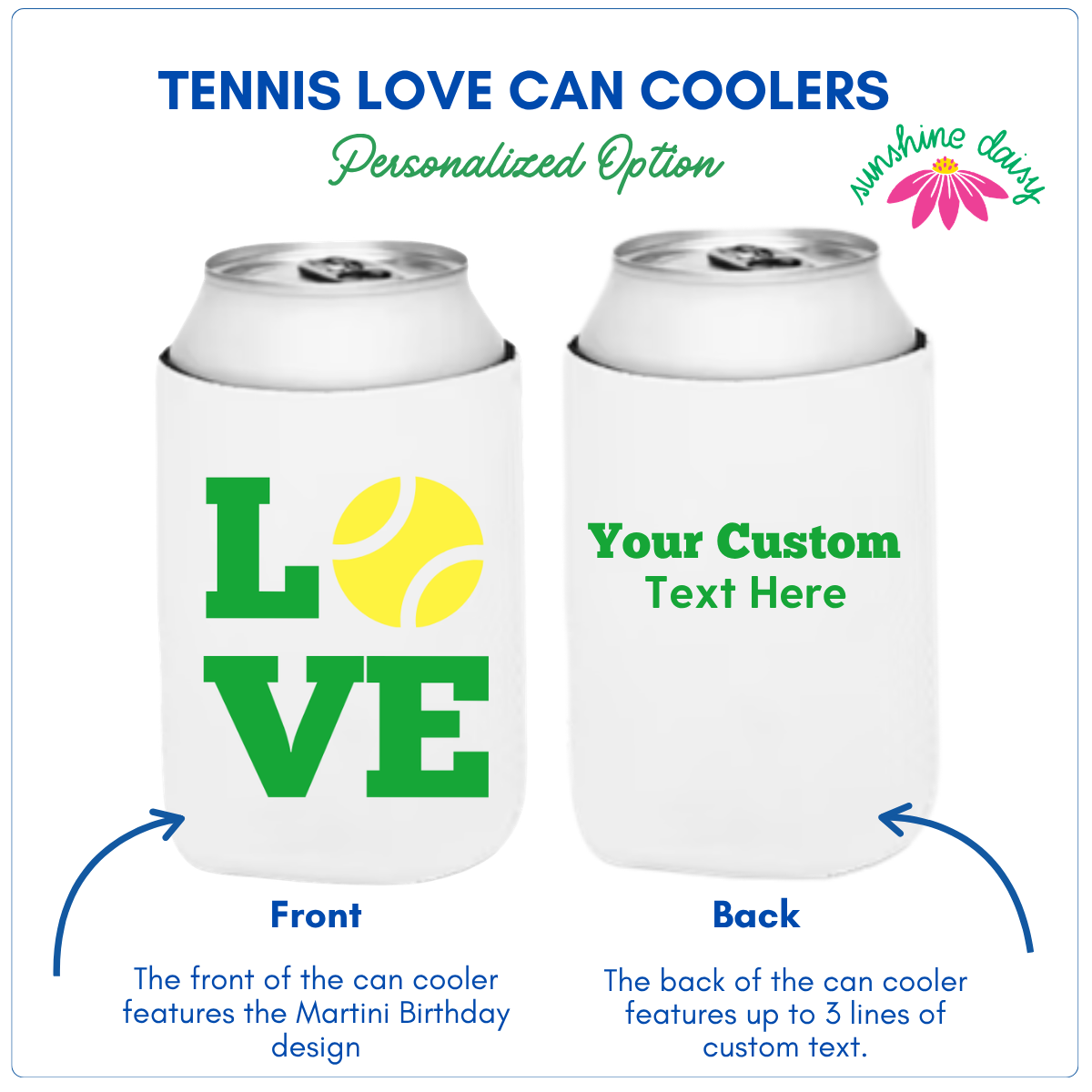 Tennis Love Can Cooler Sleeves | Regular & Slim Fit