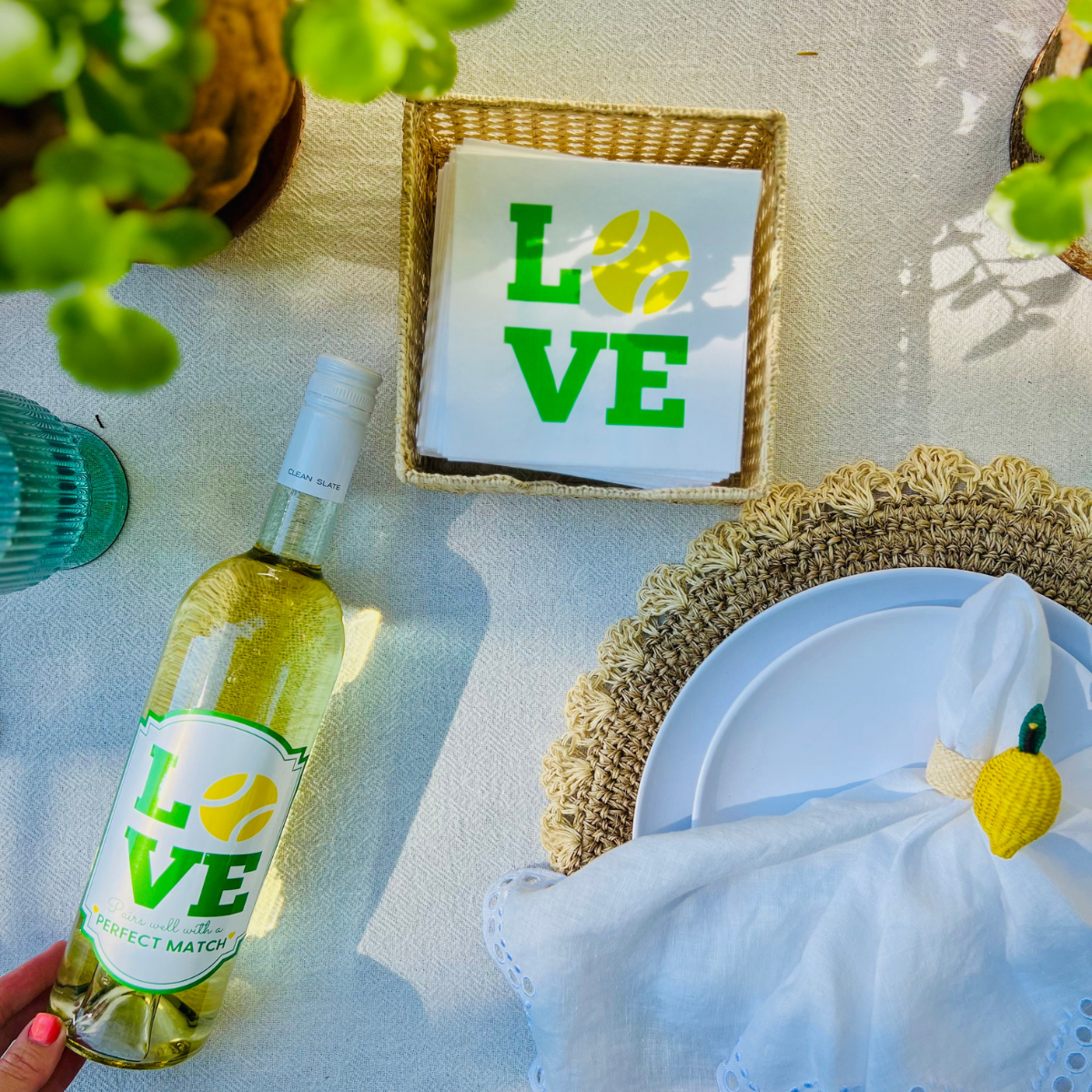 Tennis Love Green Cocktail Paper Beverage Napkins | Tennis Napkins | Final Swing Before The Ring