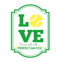 Tennis Love Waterproof Wine Label, Green | Pairs Well With A Perfect Match Bachelorette