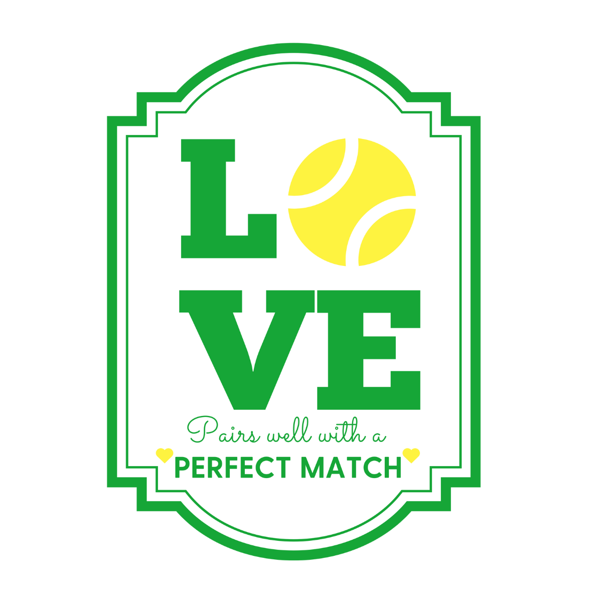 Tennis Love Waterproof Wine Label, Green | Pairs Well With A Perfect Match Bachelorette