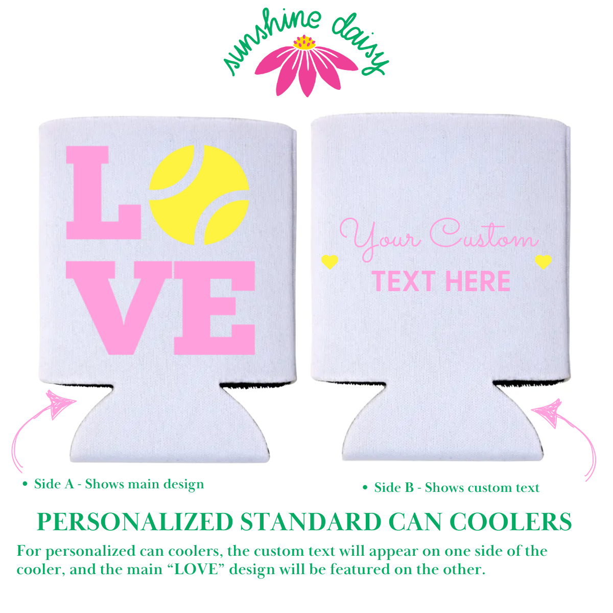 Tennis Love Pink Can Cooler, Slim & Regular Fit