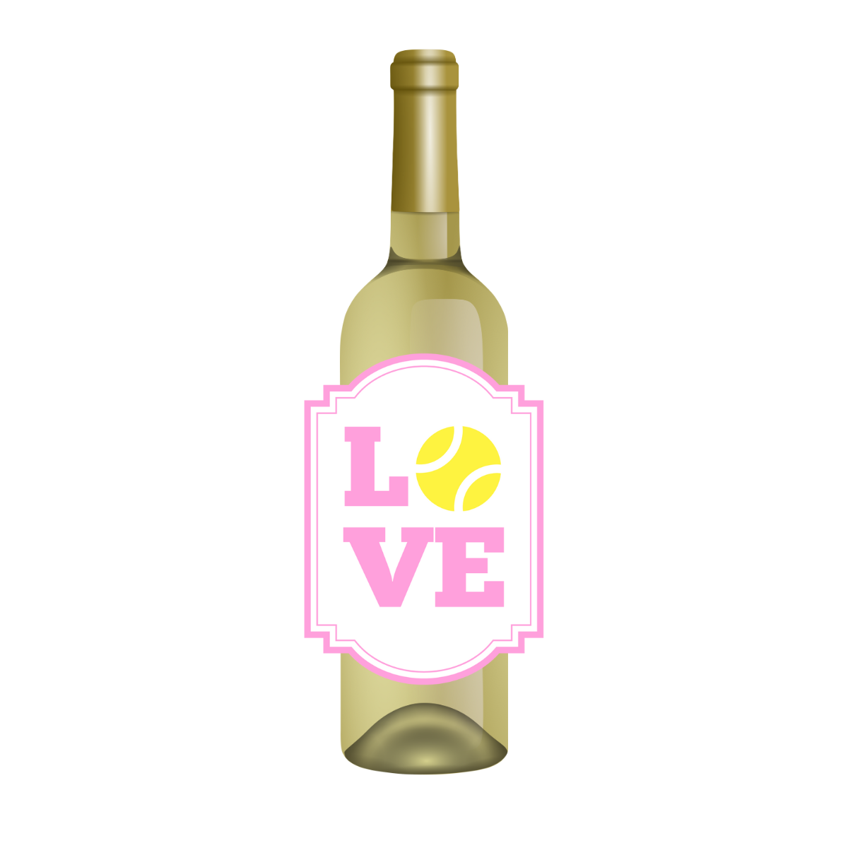 Tennis Love Waterproof Wine Label, Pink