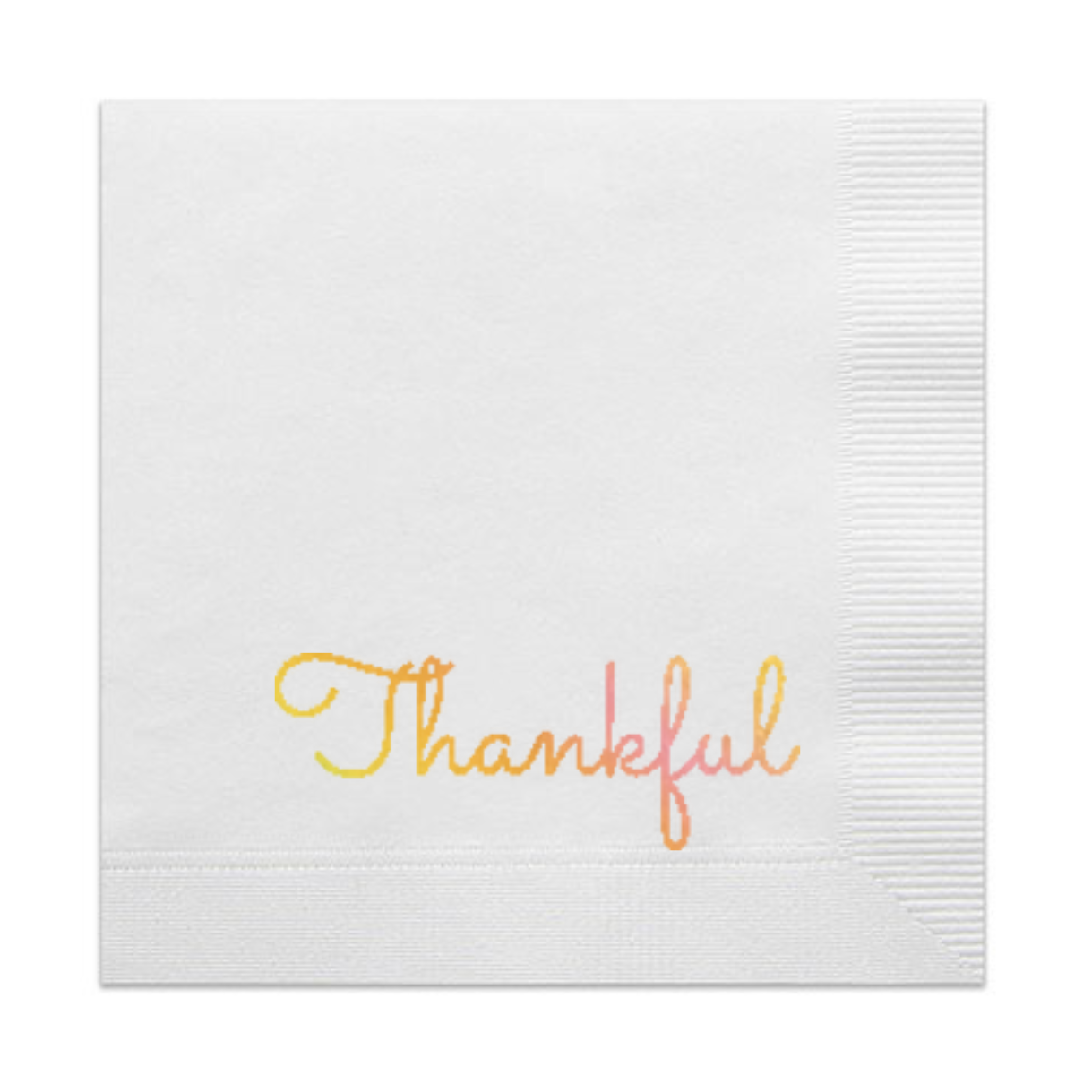 Thankful Thanksgiving Holographic Gold Paper Cocktail Napkins | Thanksgiving Cocktail Napkins