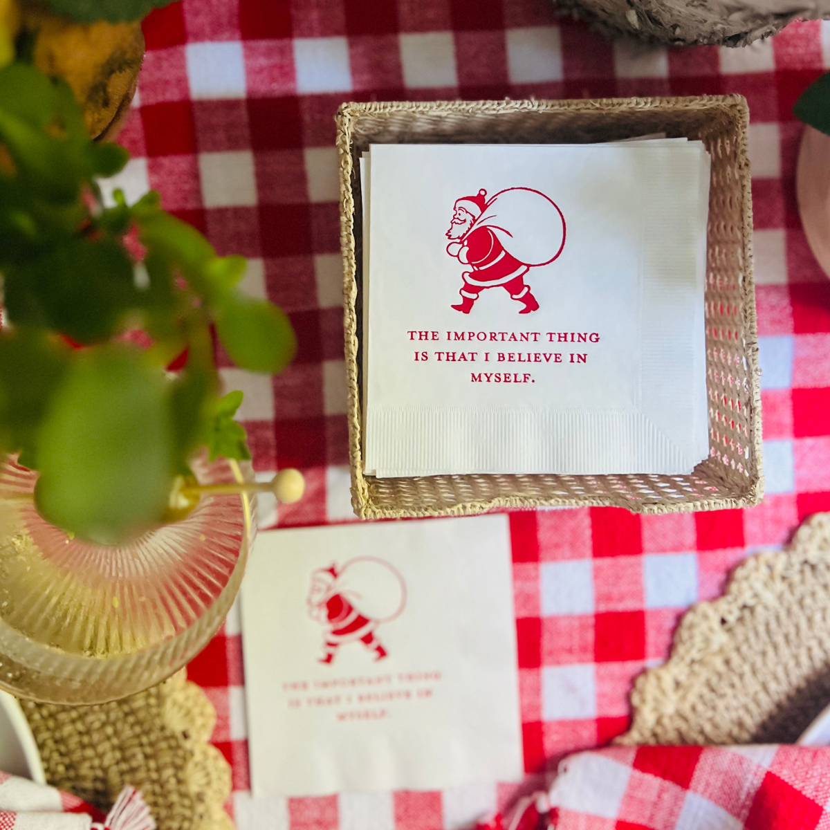 The Important Thing Is That I Believe In Myself Santa Holiday Cocktail Paper Napkins