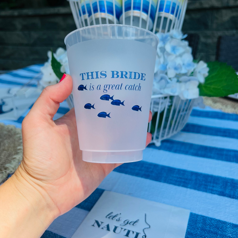 "This Bride Is A Great Catch" Frosted Drinking Cup, 16oz