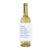 White wine bottle with a fun wine label that reads "This  Could Be The Problem Or The Solution xo Let's find out..." in blue font on a white label. The bottle is shown against a white background. Perfect for girls' nights in, breakups, the holidays, or just-because. 