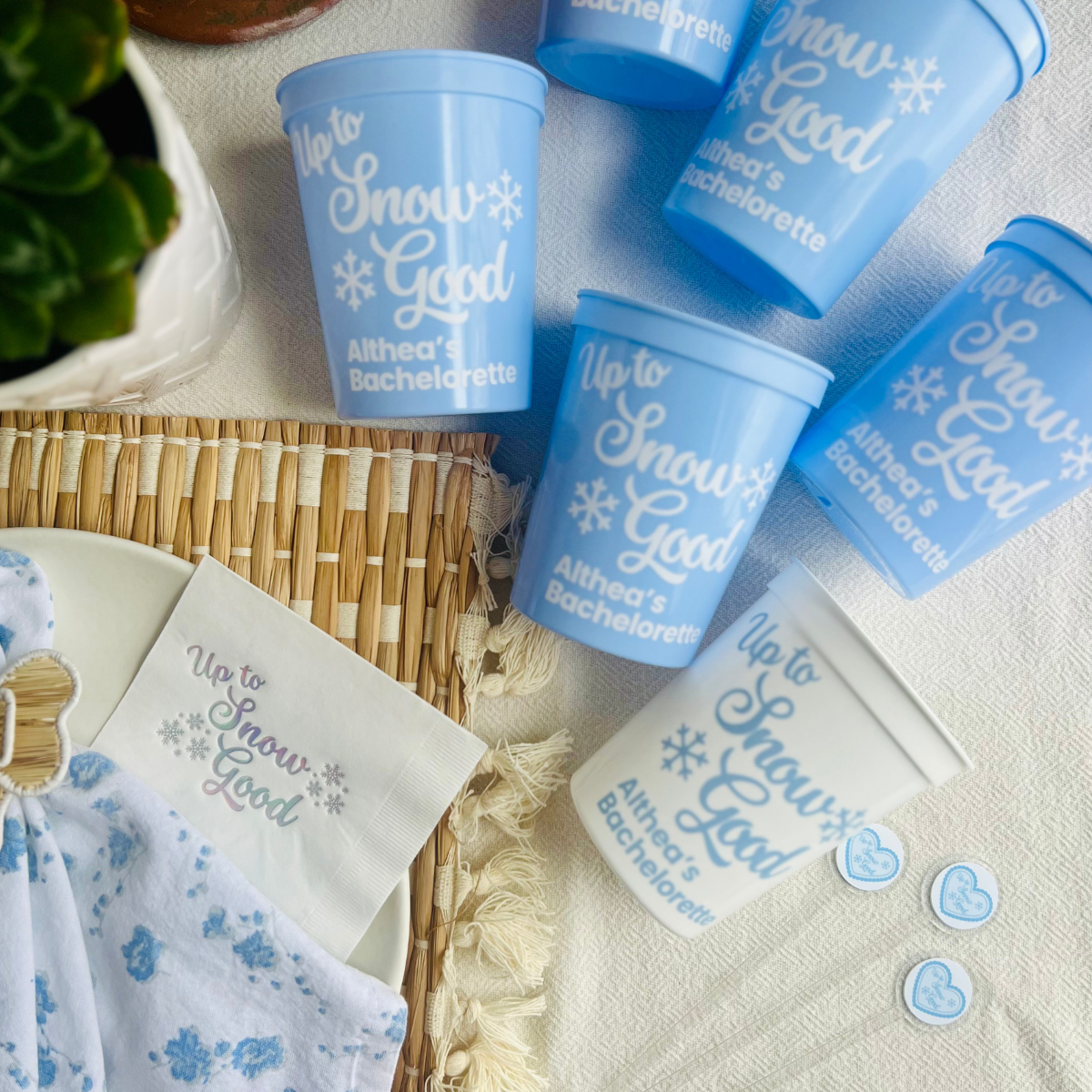 Up To Snow Good Customizable 16oz Stadium Cups | Snow In Love Bachelorette Theme