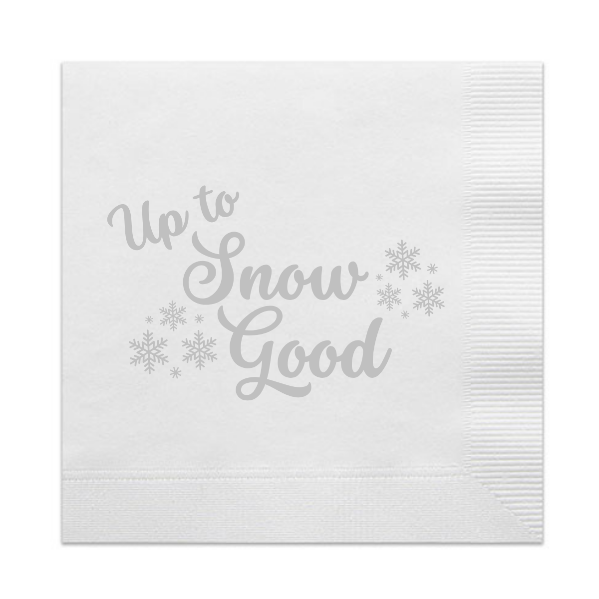 Up To Snow Good Holographic Cocktail Paper Beverage Napkin | Snow In Love Bachelorette Theme