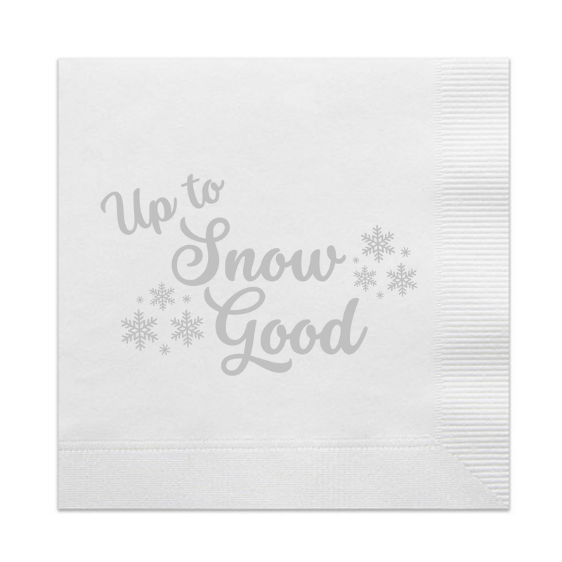Up To Snow Good Holographic Cocktail Paper Beverage Napkin | Snow In Love Bachelorette Theme