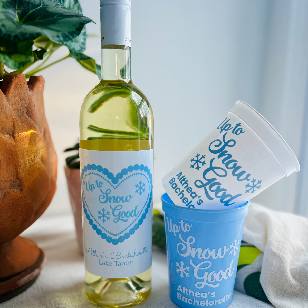 Up To Snow Good Customizable 16oz Stadium Cups | Snow In Love Bachelorette Theme