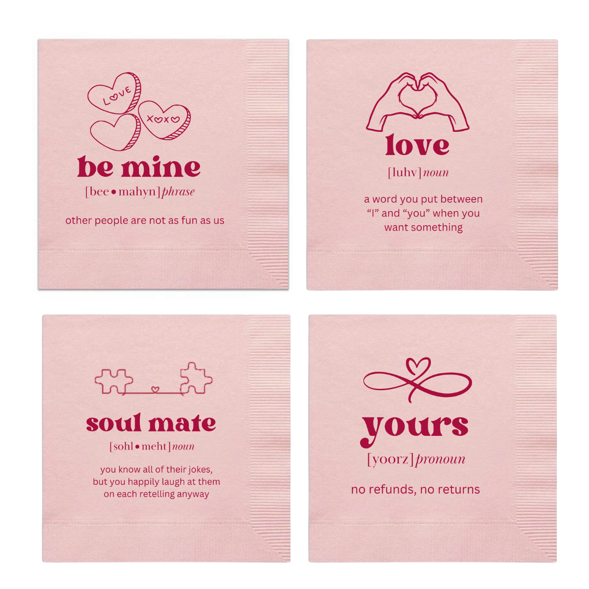 Fun Valentine's Definition Cocktail Napkins, Assorted Pack | Galentine's Day Napkins