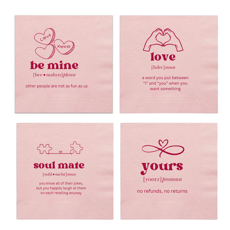 Valentine's Definition Cocktail Napkins, Assorted Pack | Galentine's Day Napkins