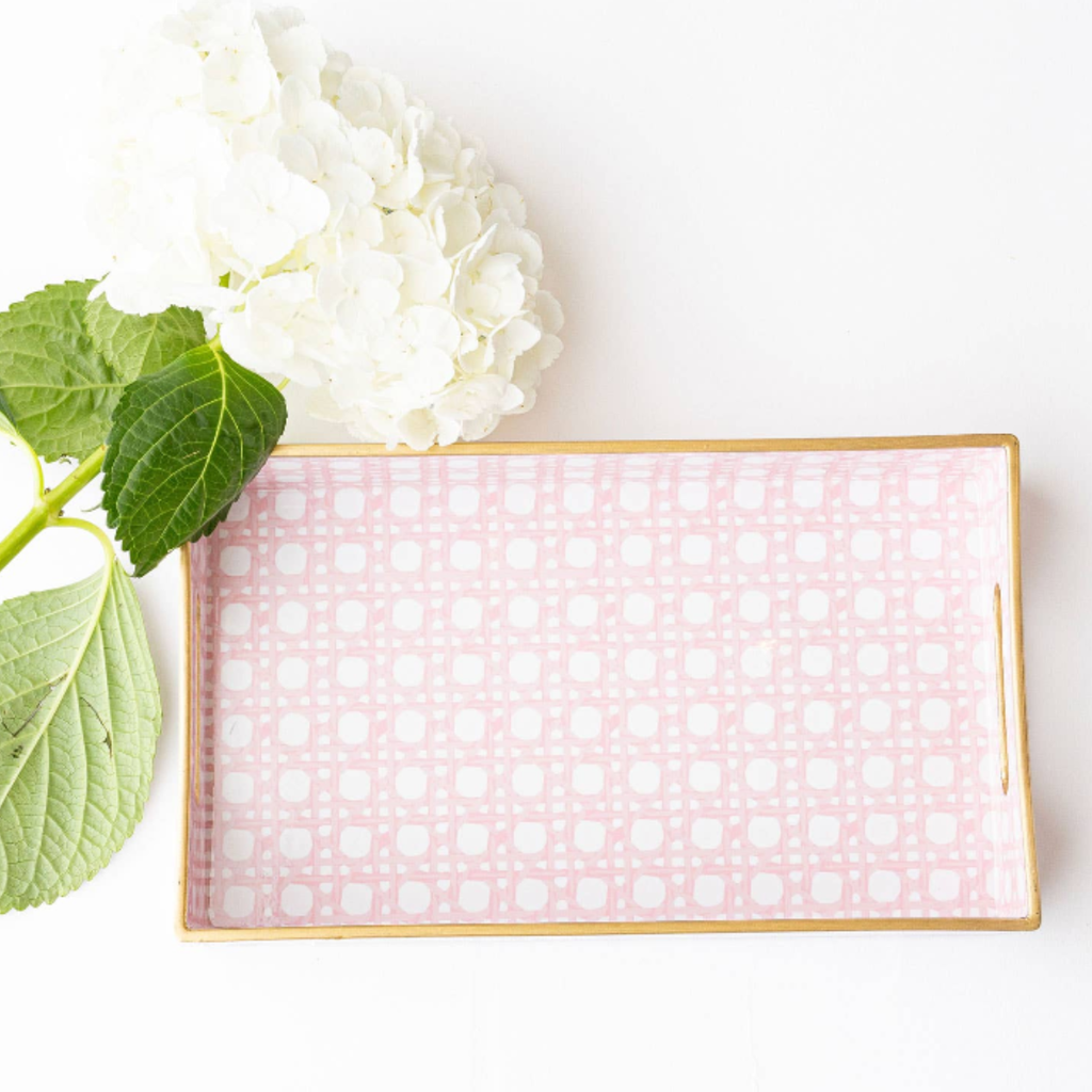 Pink Cane Vanity Tray