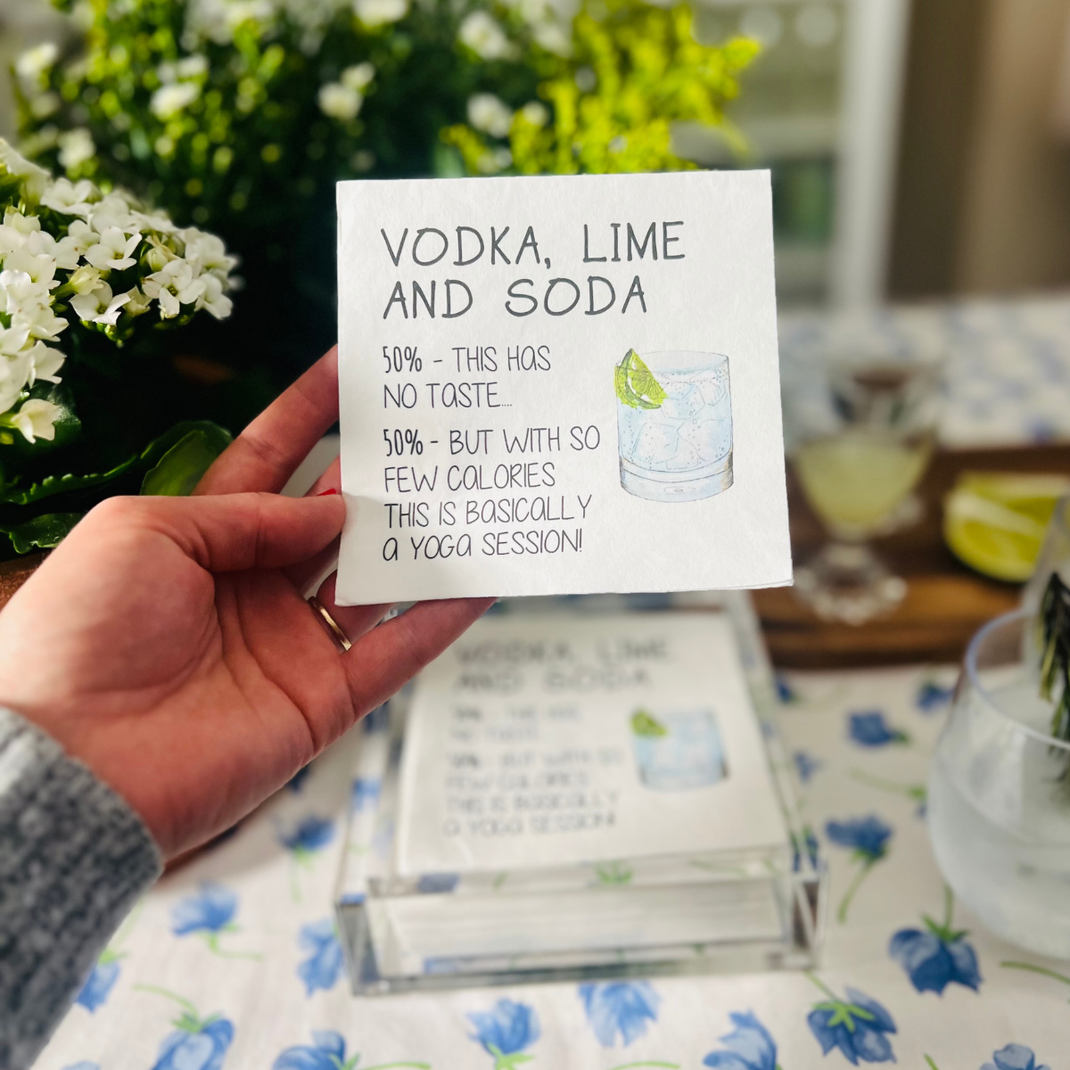 Vodka, Lime, & Soda Cocktail Paper Beverage Napkins