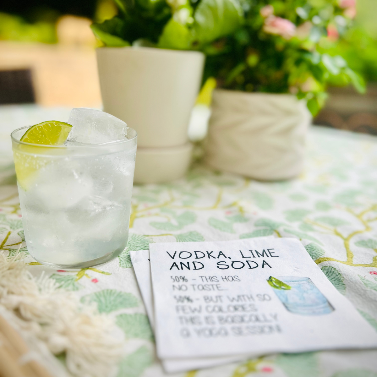 Vodka, Lime, & Soda Cocktail Paper Beverage Napkins