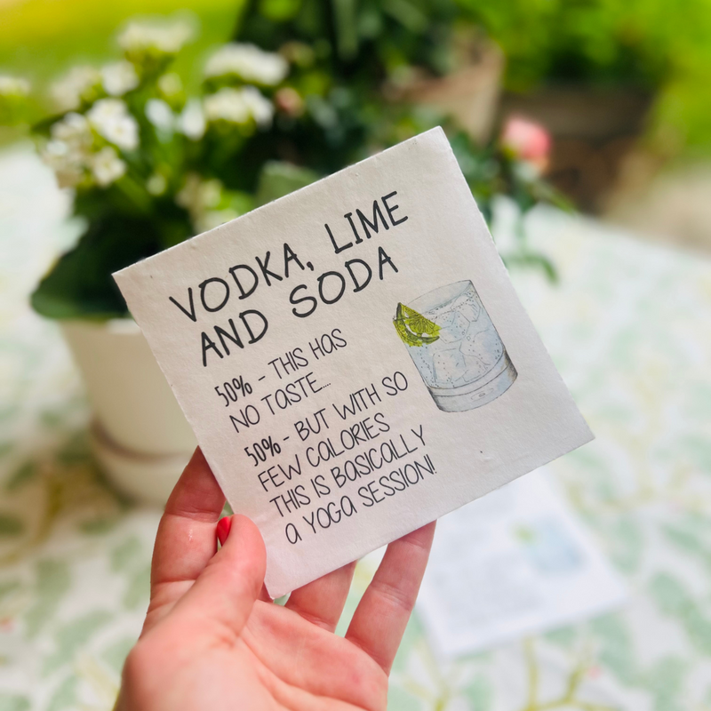 Vodka, Lime, & Soda Cocktail Paper Beverage Napkins