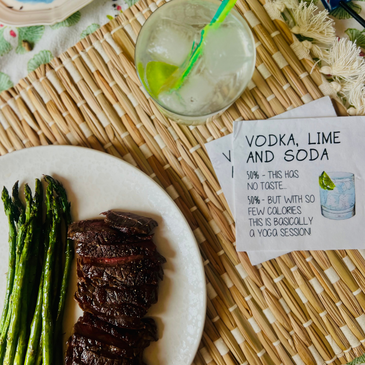 Vodka, Lime, & Soda Cocktail Paper Beverage Napkins