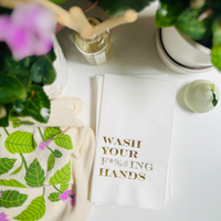 Wash Your F*%#ING Hands Gold Foil Paper Guest Towel, Pack of 30 | Fun Guest Towels