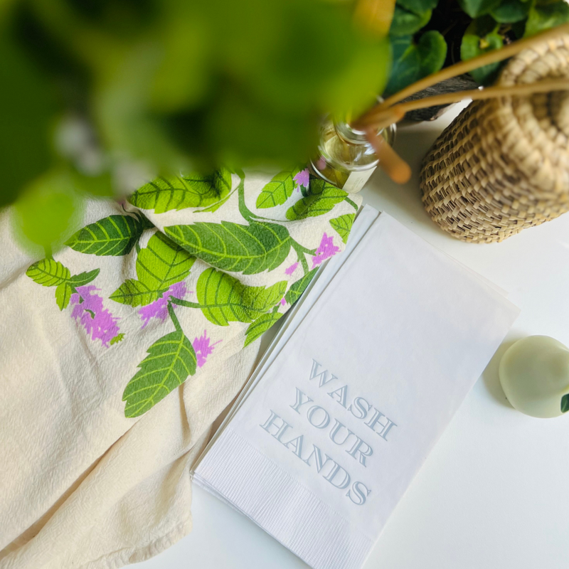 Wash Your Hands Guest Towel, Grey Font