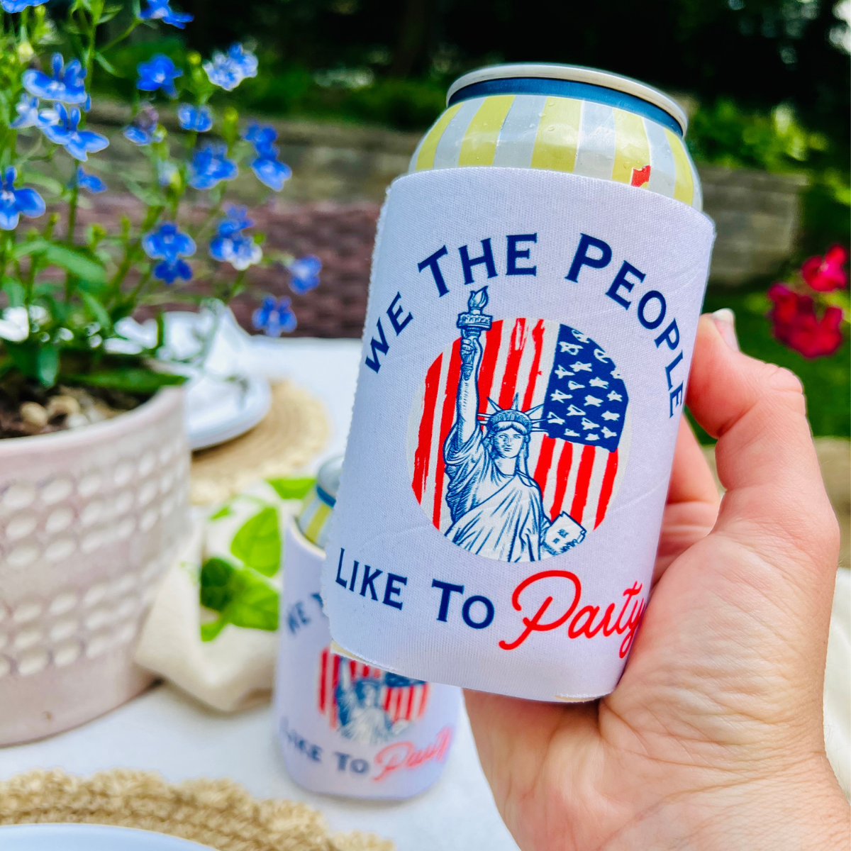 We The People Like to Party Can Cooler Sleeve for 4th of July