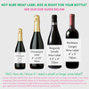 Wine bottles with labels of different sizes and shapes on a light gray background. The diagram helps to show people how to choose the right wine label for their bottle