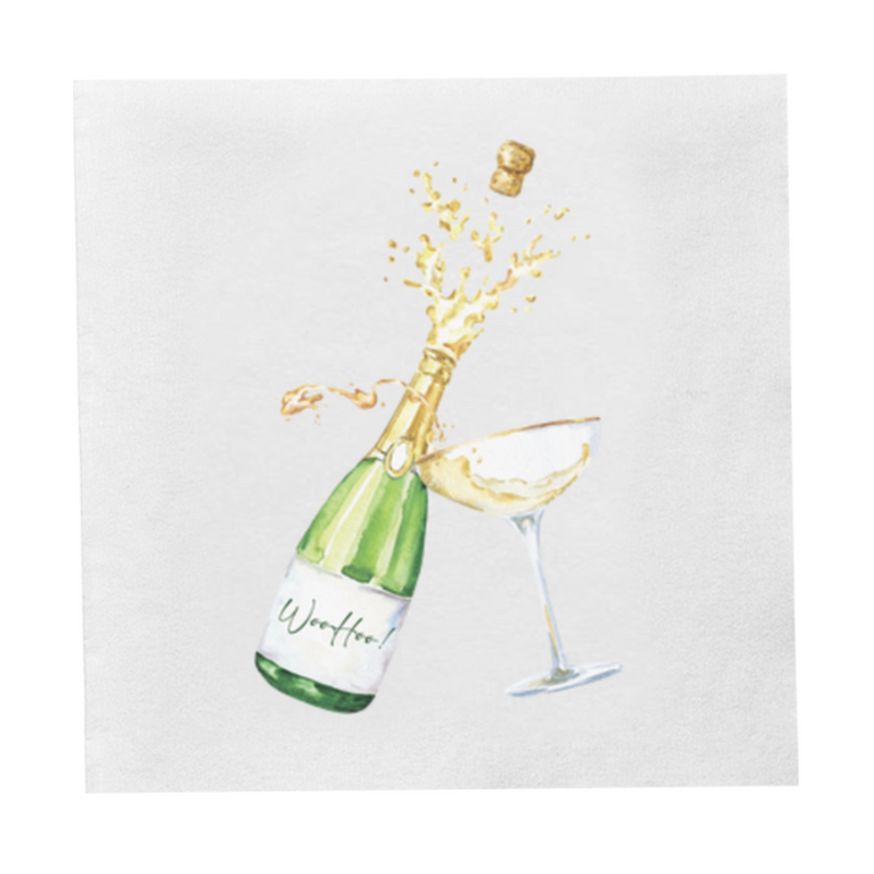 "Woohoo" Champagne Cocktail Paper Beverage Napkins