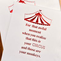 This Is Your Circus and Those Are Your Monkeys Paper Cocktail Napkins